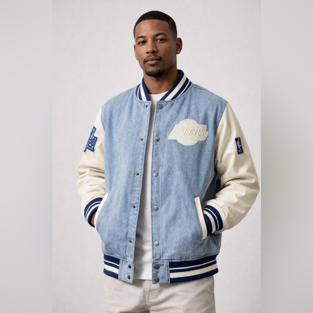 Pro standard Los Angeles lakers denim varsity jacket